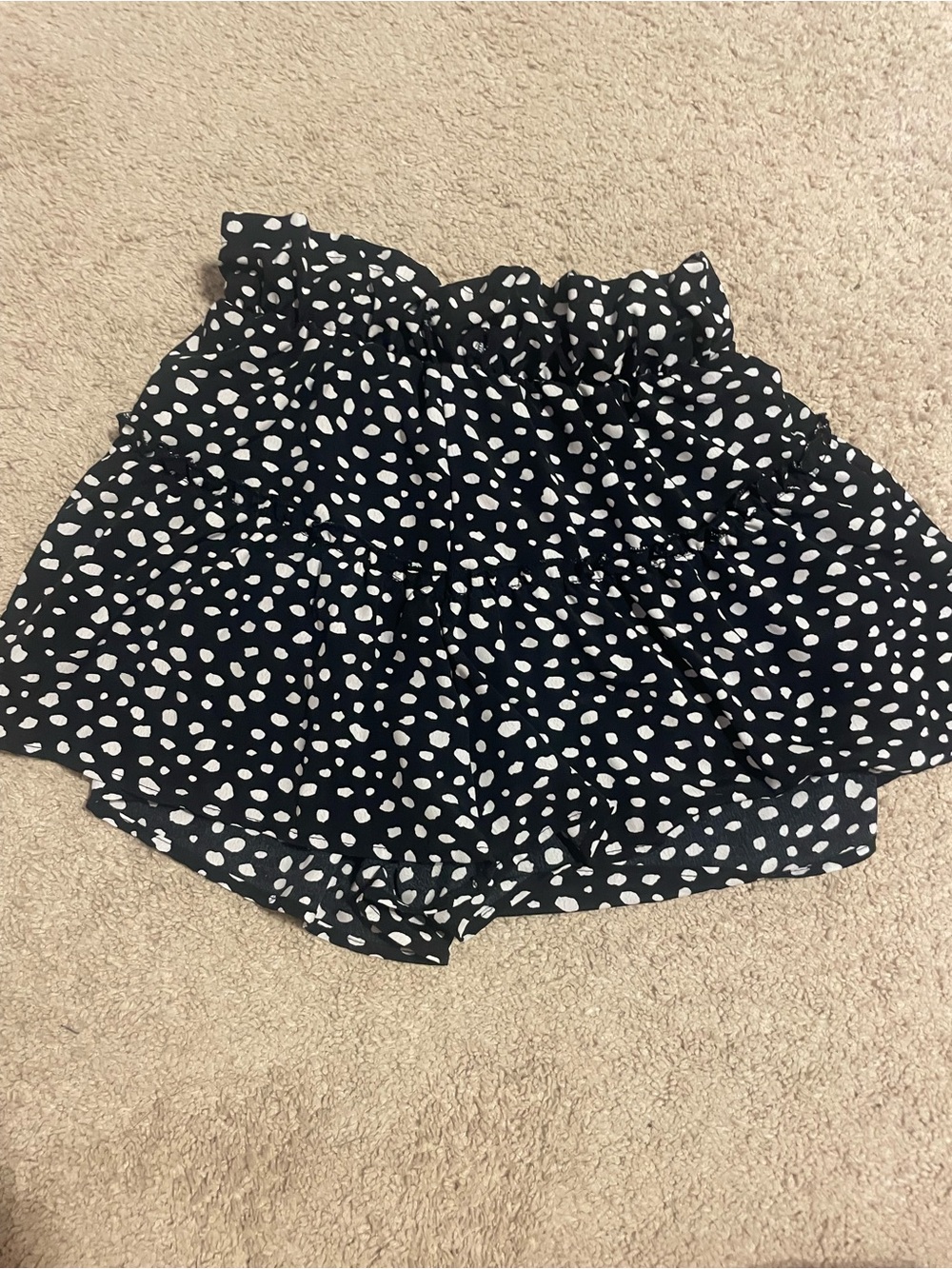 Altar'd State Black and White Polka Dot Ruffle Shorts